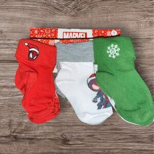 Marvel Holiday Socks Kids 6 Pair Pack Snowflake Christmas Crew Socks New